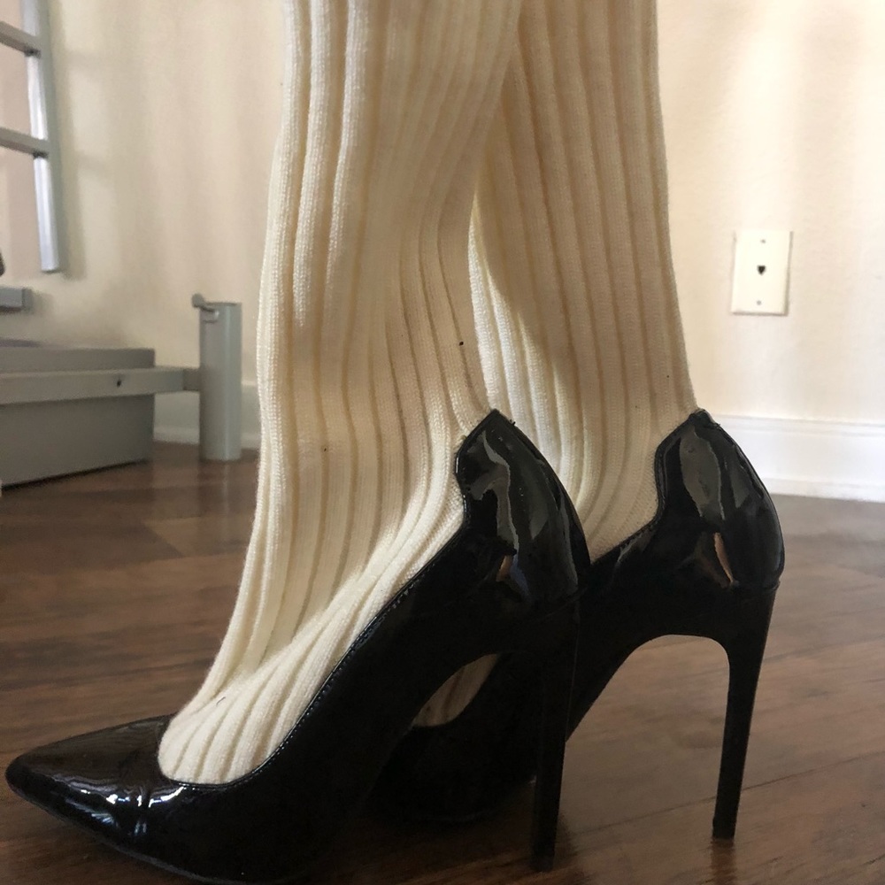 Jeffrey Campbell heels with leg warmers attached!